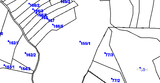 Parcela st. 155/1 v KÚ Chlumek, Katastrální mapa