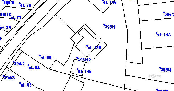 Parcela st. 155 v KÚ Chlumek, Katastrální mapa