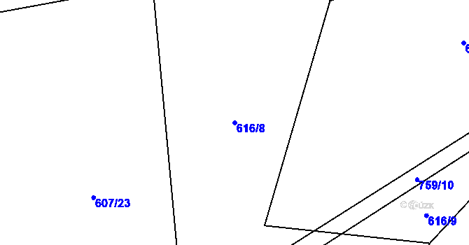 Parcela st. 616/8 v KÚ Chlumek, Katastrální mapa