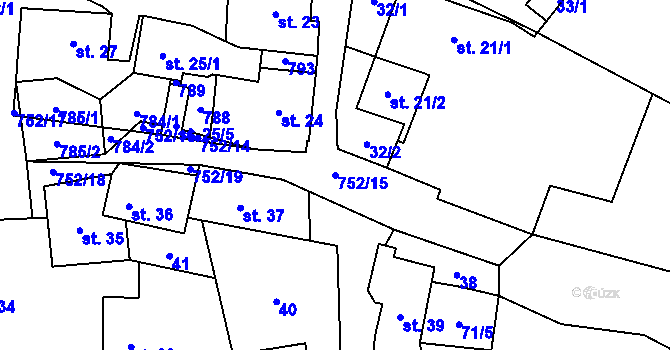 Parcela st. 752/15 v KÚ Chlumek, Katastrální mapa