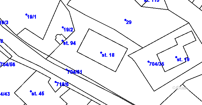 Parcela st. 18 v KÚ Chlumětín, Katastrální mapa
