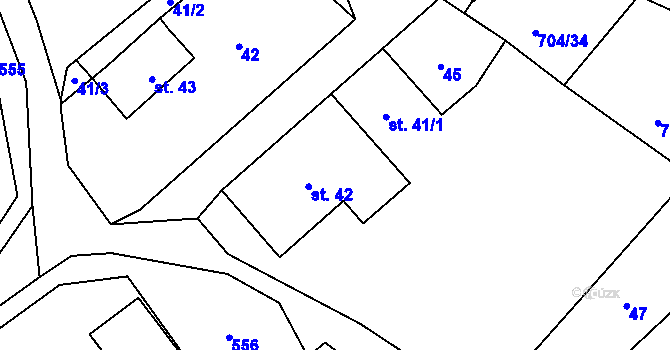 Parcela st. 42 v KÚ Chlumětín, Katastrální mapa
