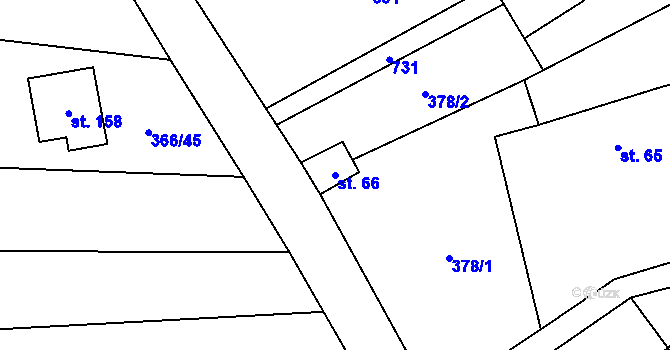Parcela st. 66 v KÚ Chlumětín, Katastrální mapa