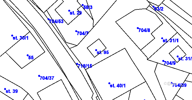 Parcela st. 95 v KÚ Chlumětín, Katastrální mapa