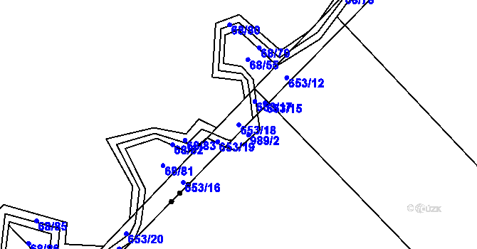 Parcela st. 653/18 v KÚ Chlumětín, Katastrální mapa