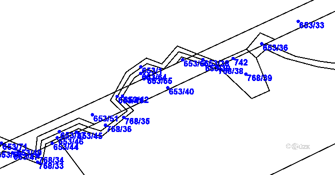 Parcela st. 653/40 v KÚ Chlumětín, Katastrální mapa