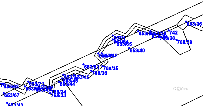 Parcela st. 653/42 v KÚ Chlumětín, Katastrální mapa