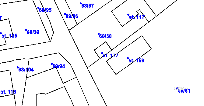 Parcela st. 177 v KÚ Chlumětín, Katastrální mapa