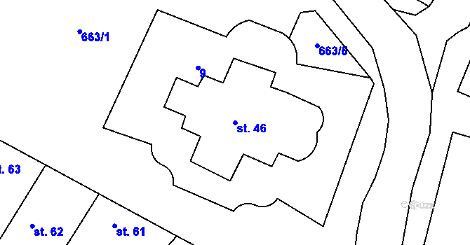Parcela st. 46 v KÚ Chlumín, Katastrální mapa