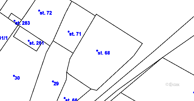 Parcela st. 68 v KÚ Chlumín, Katastrální mapa