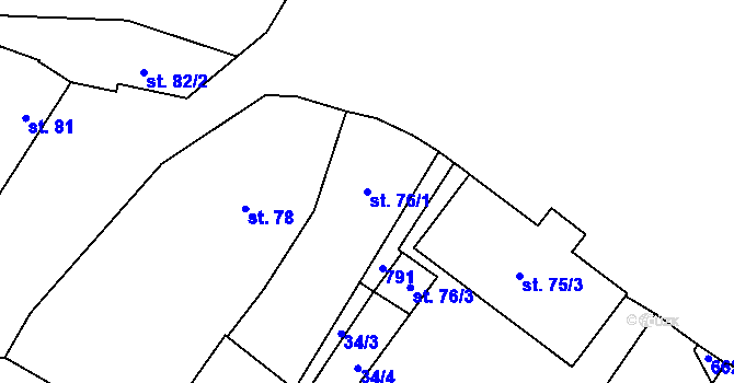 Parcela st. 76/1 v KÚ Chlumín, Katastrální mapa