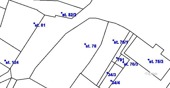 Parcela st. 78 v KÚ Chlumín, Katastrální mapa