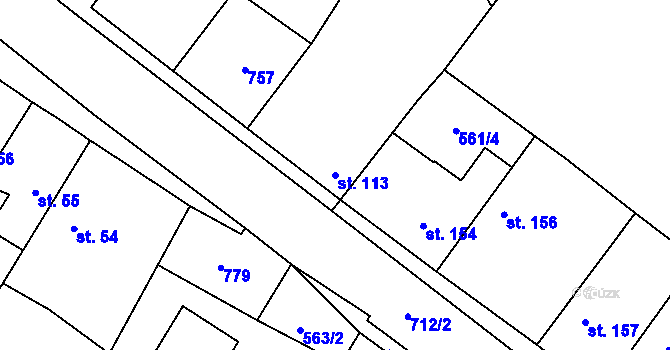 Parcela st. 113 v KÚ Chlumín, Katastrální mapa