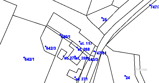 Parcela st. 117 v KÚ Chlumín, Katastrální mapa