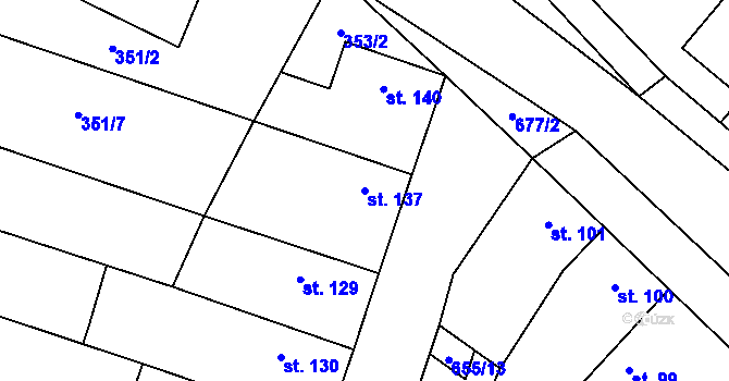 Parcela st. 137 v KÚ Chlumín, Katastrální mapa