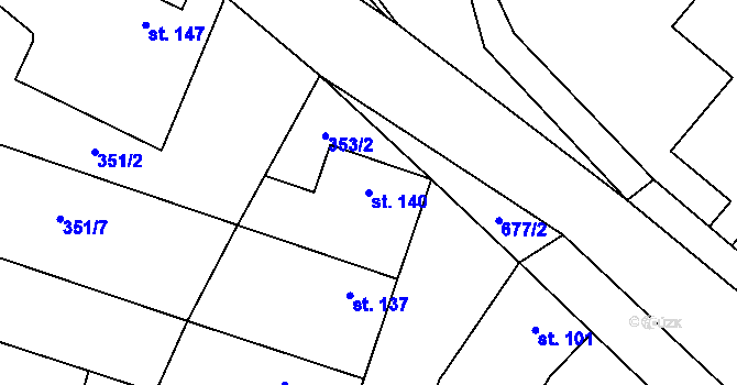 Parcela st. 140 v KÚ Chlumín, Katastrální mapa