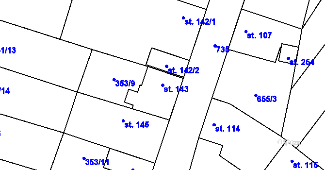 Parcela st. 143 v KÚ Chlumín, Katastrální mapa
