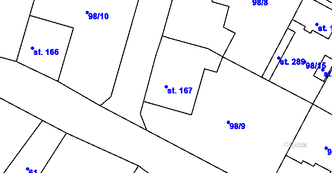 Parcela st. 167 v KÚ Chlumín, Katastrální mapa