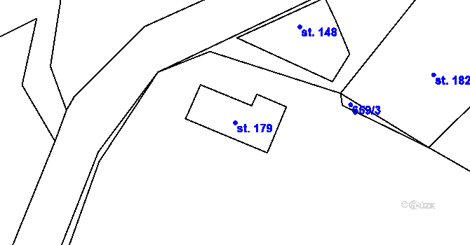 Parcela st. 179 v KÚ Chlumín, Katastrální mapa