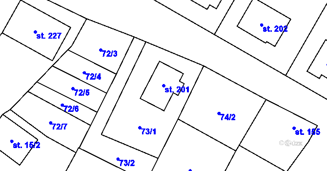 Parcela st. 201 v KÚ Chlumín, Katastrální mapa
