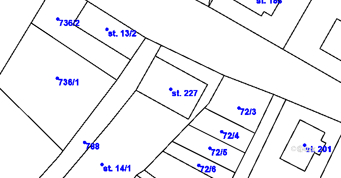 Parcela st. 227 v KÚ Chlumín, Katastrální mapa