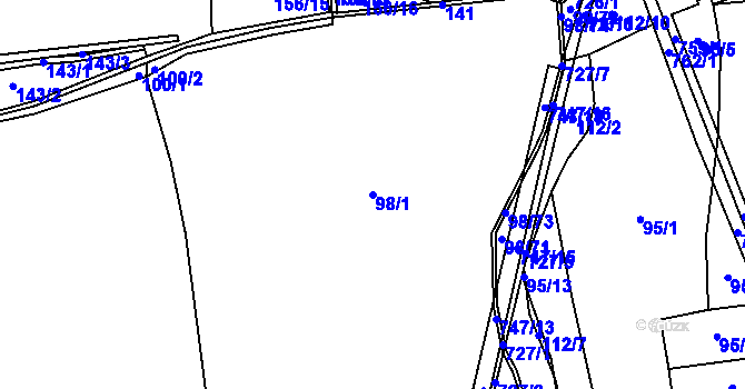 Parcela st. 98/1 v KÚ Chlumín, Katastrální mapa