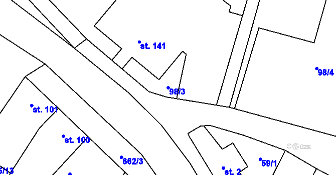 Parcela st. 98/3 v KÚ Chlumín, Katastrální mapa