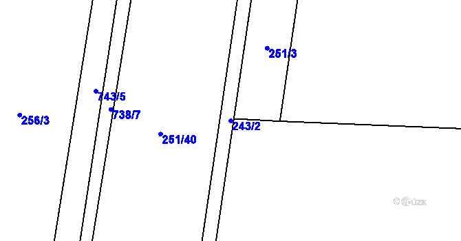 Parcela st. 243/2 v KÚ Chlumín, Katastrální mapa