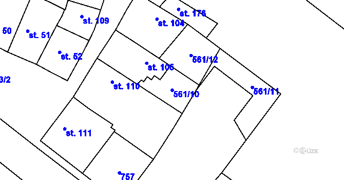 Parcela st. 561/10 v KÚ Chlumín, Katastrální mapa