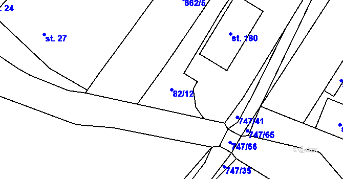 Parcela st. 82/12 v KÚ Chlumín, Katastrální mapa