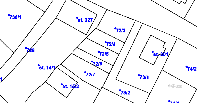 Parcela st. 72/5 v KÚ Chlumín, Katastrální mapa