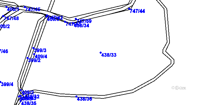 Parcela st. 438/33 v KÚ Chlumín, Katastrální mapa