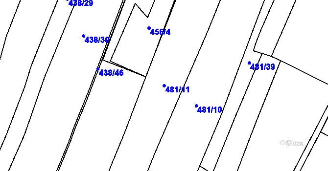 Parcela st. 481/11 v KÚ Chlumín, Katastrální mapa