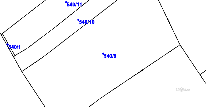 Parcela st. 540/9 v KÚ Chlumín, Katastrální mapa