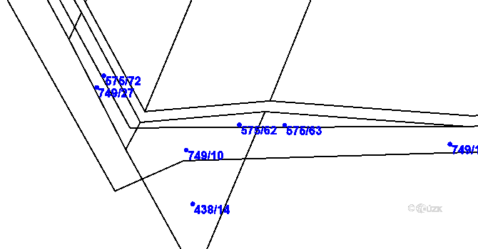 Parcela st. 575/62 v KÚ Chlumín, Katastrální mapa