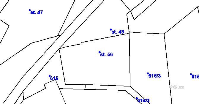 Parcela st. 56 v KÚ Chlumy, Katastrální mapa