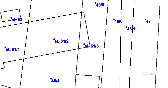 Parcela st. 61/3 v KÚ Chlumy, Katastrální mapa