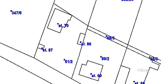 Parcela st. 86 v KÚ Chlumy, Katastrální mapa