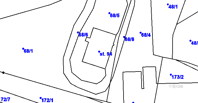 Parcela st. 94 v KÚ Chlumy, Katastrální mapa