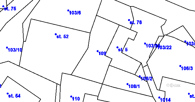 Parcela st. 109 v KÚ Chlumy, Katastrální mapa