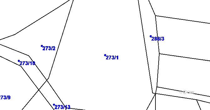 Parcela st. 273/1 v KÚ Chlumy, Katastrální mapa