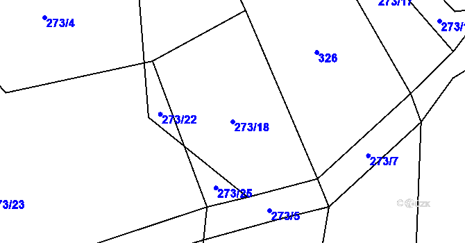 Parcela st. 273/18 v KÚ Chlumy, Katastrální mapa
