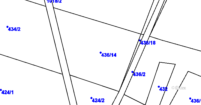Parcela st. 436/14 v KÚ Chlumy, Katastrální mapa