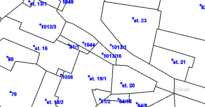 Parcela st. 1013/16 v KÚ Chlumy, Katastrální mapa