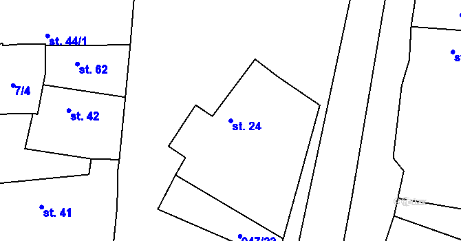 Parcela st. 24 v KÚ Chlustina, Katastrální mapa