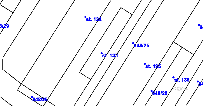 Parcela st. 133 v KÚ Chlustina, Katastrální mapa