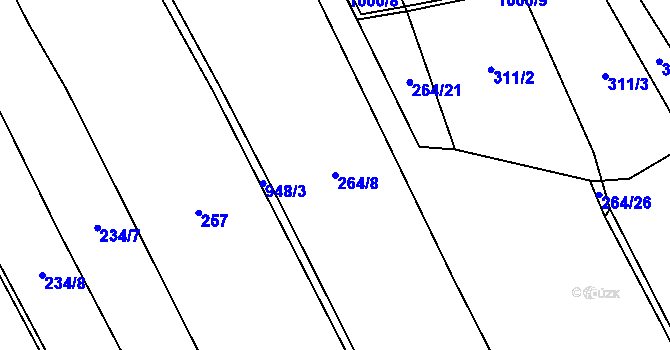 Parcela st. 264/8 v KÚ Chlustina, Katastrální mapa