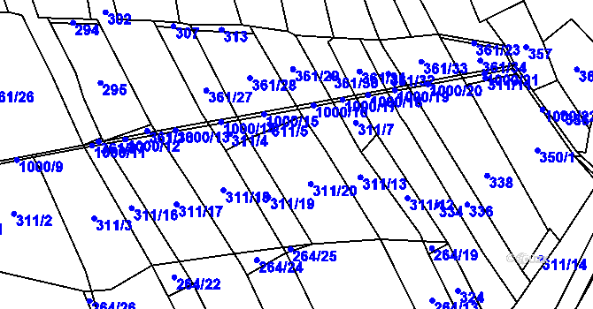 Parcela st. 311 v KÚ Chlustina, Katastrální mapa