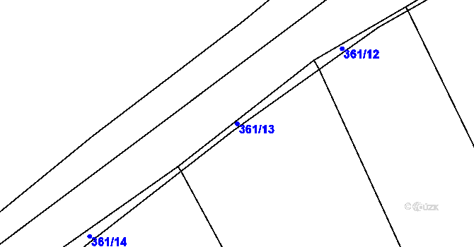 Parcela st. 361/13 v KÚ Chlustina, Katastrální mapa