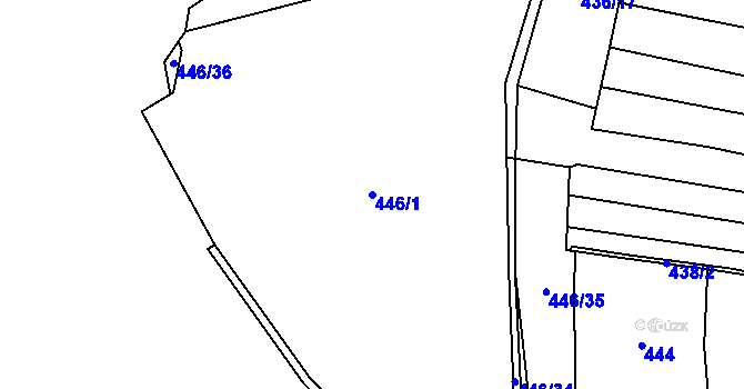 Parcela st. 446/1 v KÚ Chlustina, Katastrální mapa